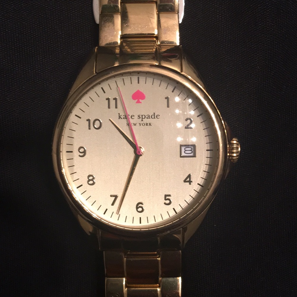 Kate Spade Gold Live Colorfully Watch with pink